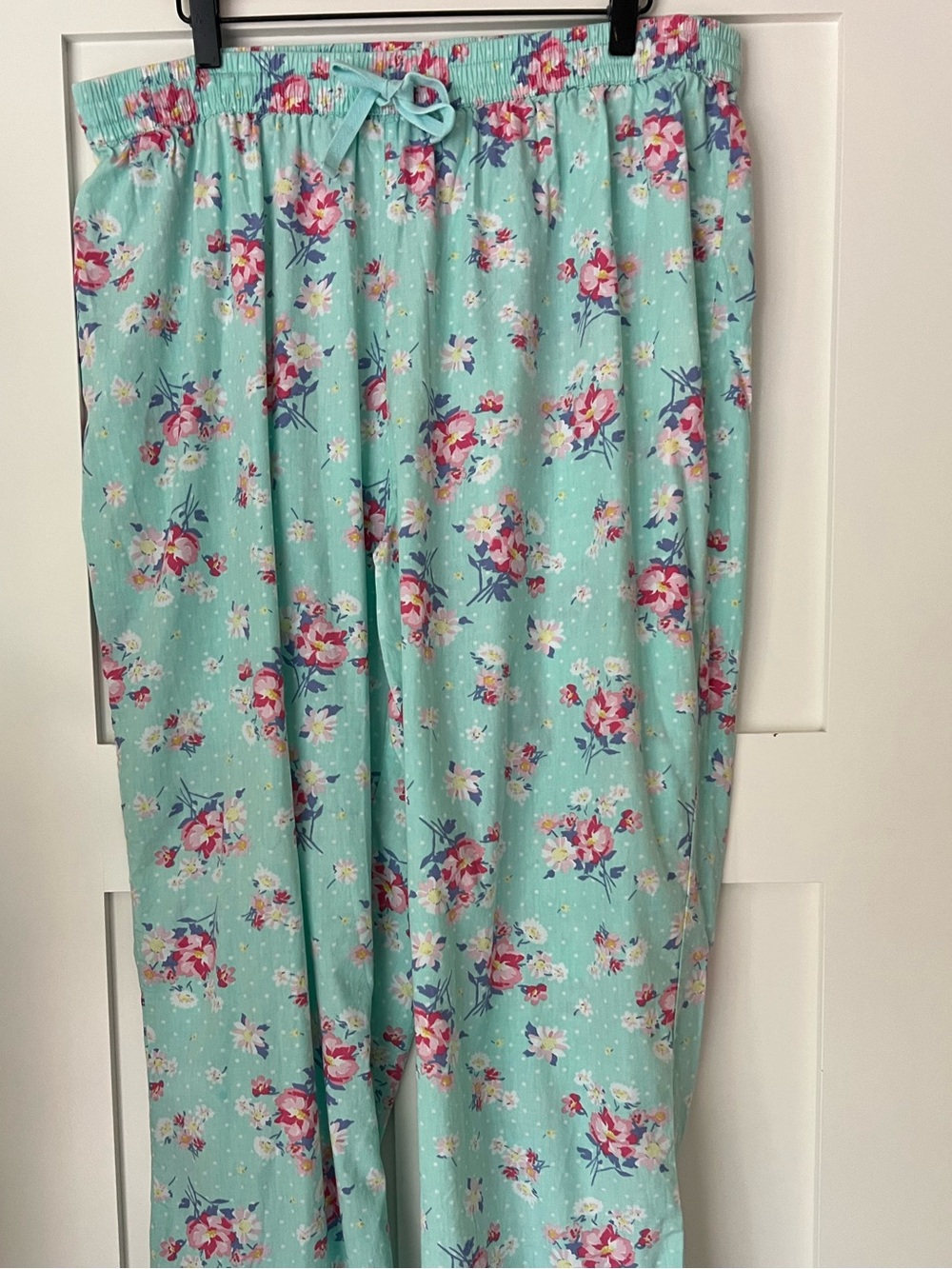 Dreams & Co. Aqua Floral 100% Cotton Pajama Lounge Pants  Cottagecore L